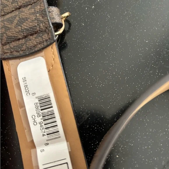 MICHAEL Michael Kors Brown Monogram Gold Buckle and Charm Belt Size Small - Picture 3 of 5